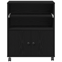 Supporto per stampante con ruote in rovere nero 60x48x74 cm