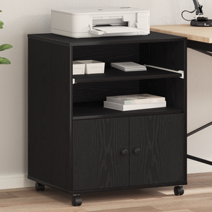 Supporto per stampante con ruote in rovere nero 60x48x74 cm