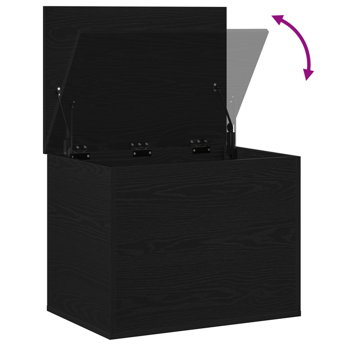 Scatola di Stoccaggio  con Coperchio Nero Rovere 60x42x46 cm Legno Ingegnerizzato