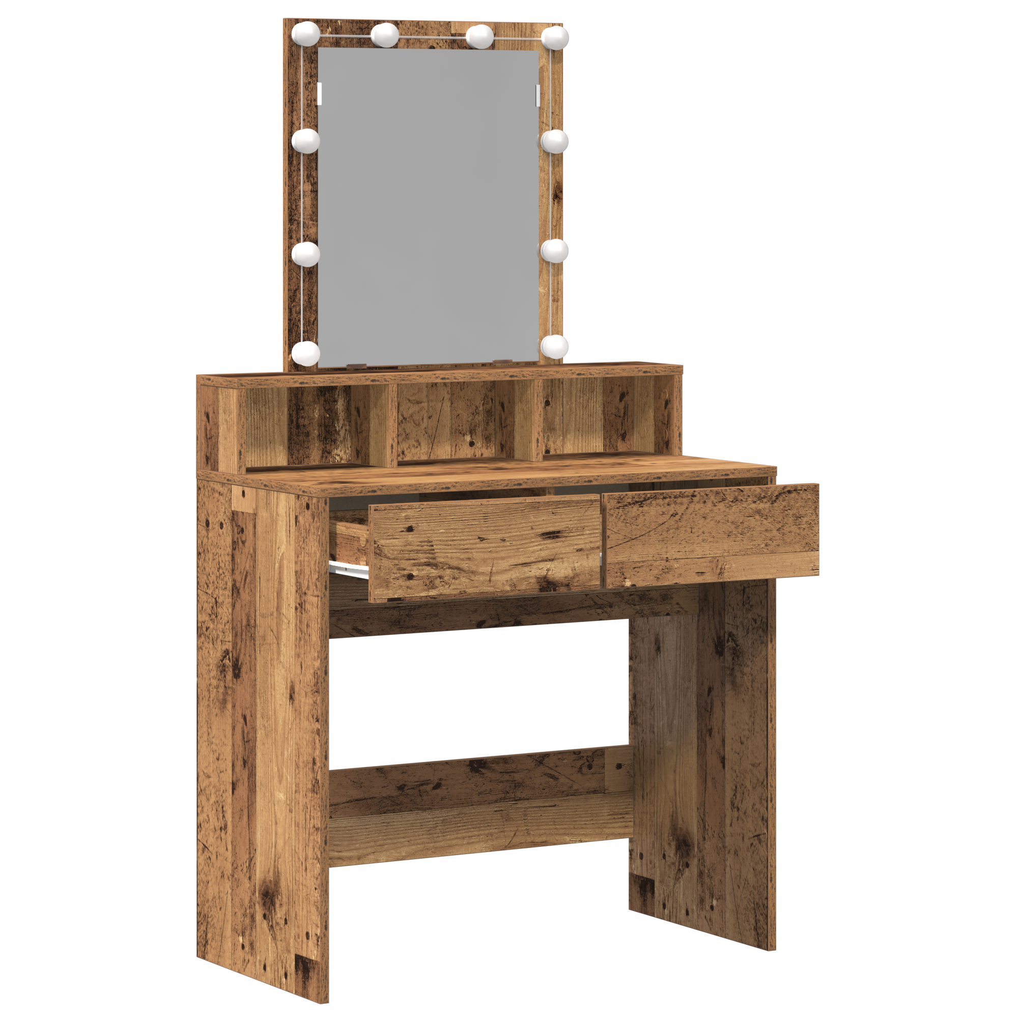 Tolette di  con Specchio e Luci a LED in Legno Vecchio