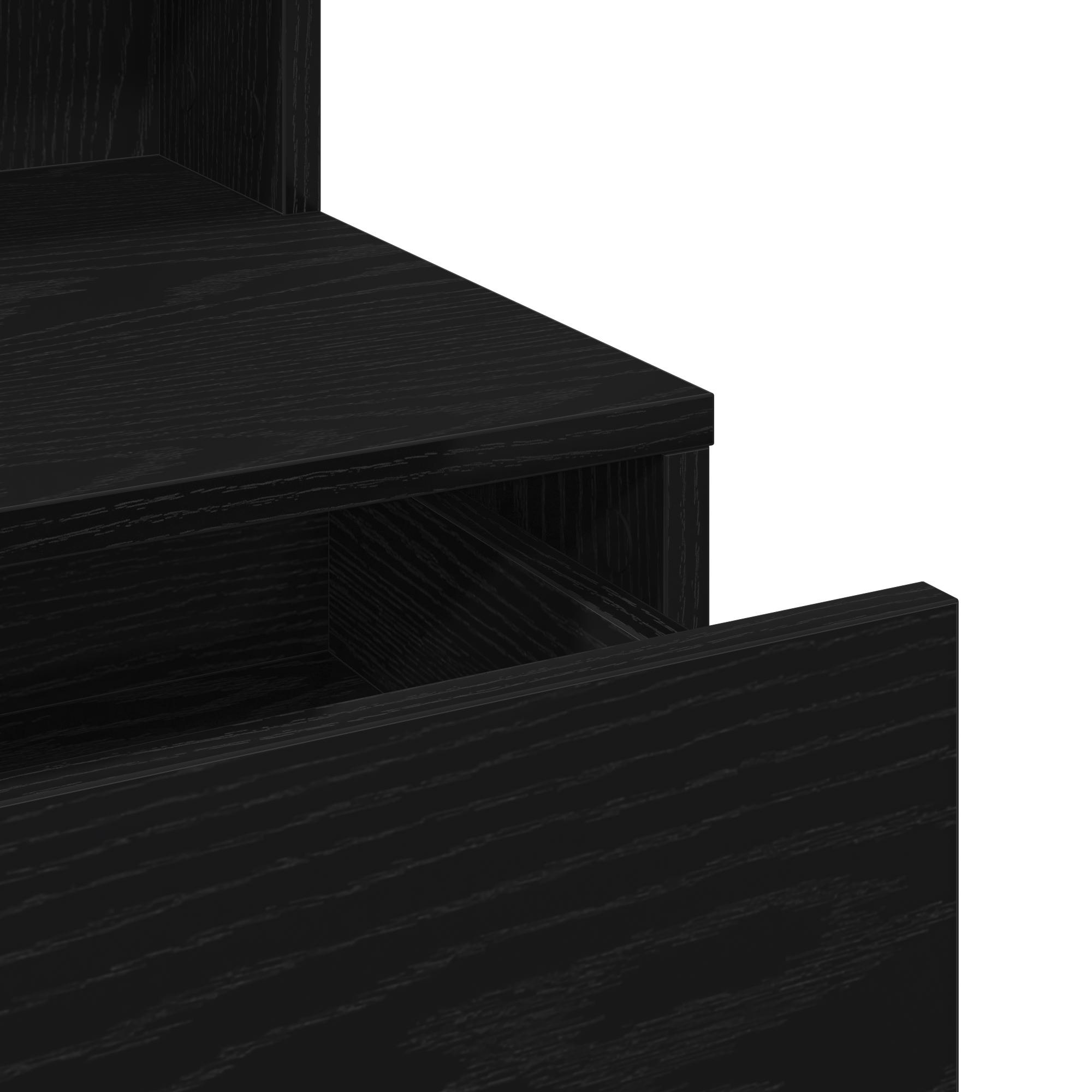 Tavolo da toeletta con specchio e luci LED in rovere nero legno ingegnerizzato