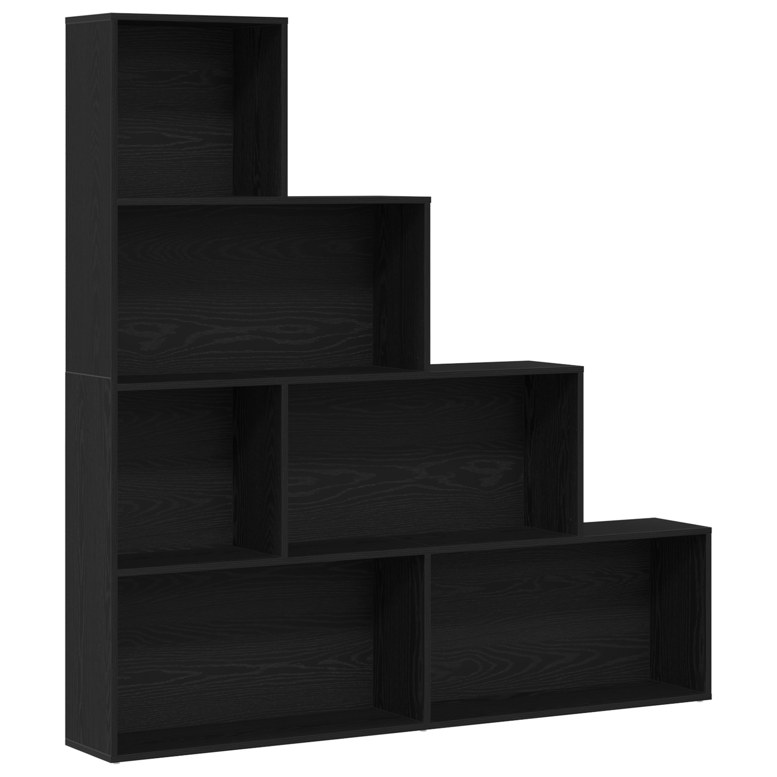 Libreria/Paravento Nero Rovere 155x24x160cm Legno Ingegnerizzato