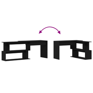 Scrivania  Nera Rovere 200x50x76 cm in Legno ingegnerizzato