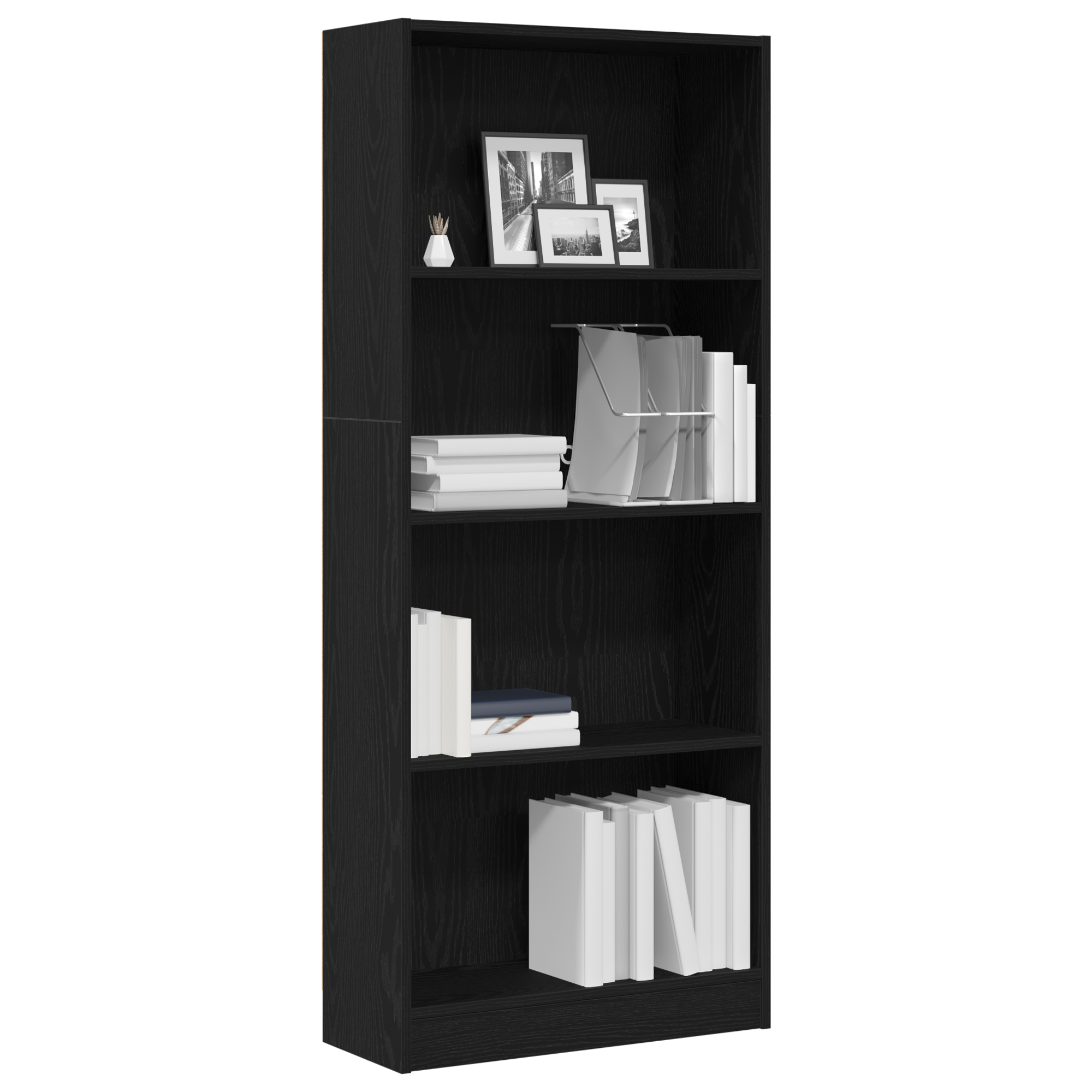 Libreria in Rovere Nero - 60 x 24 x 143 cm - Realizzata in Legno Ingegnerizzato