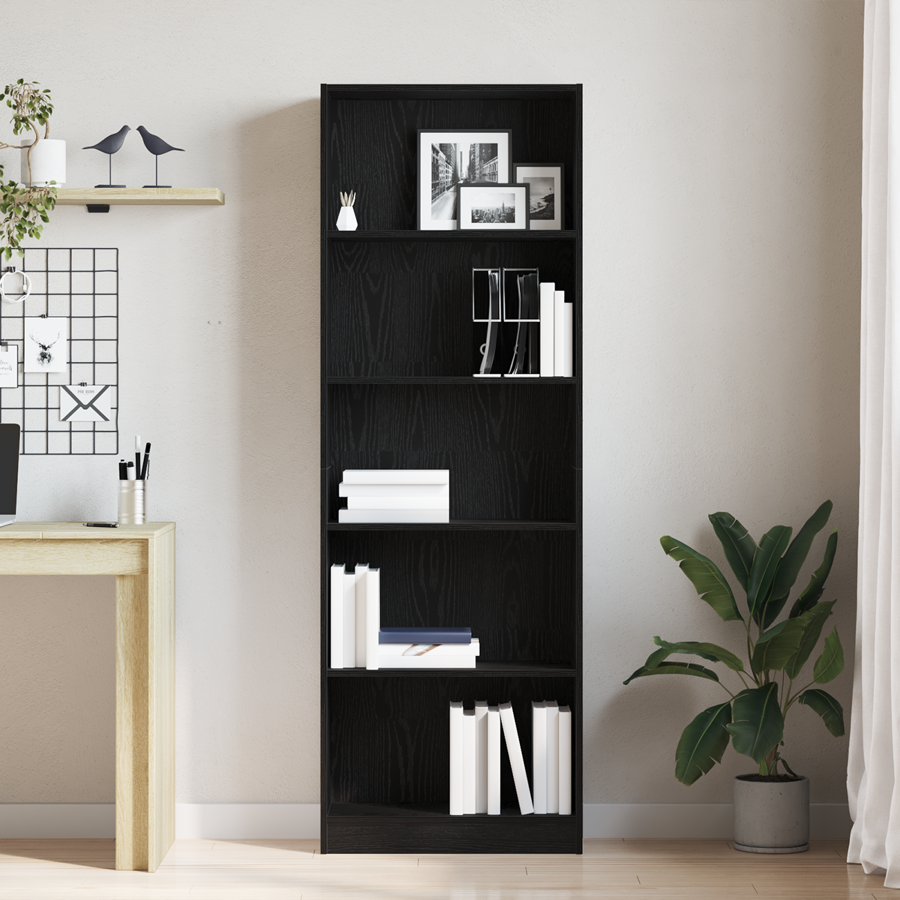 Libreria in Quercia Nera  - 60x24x176 cm