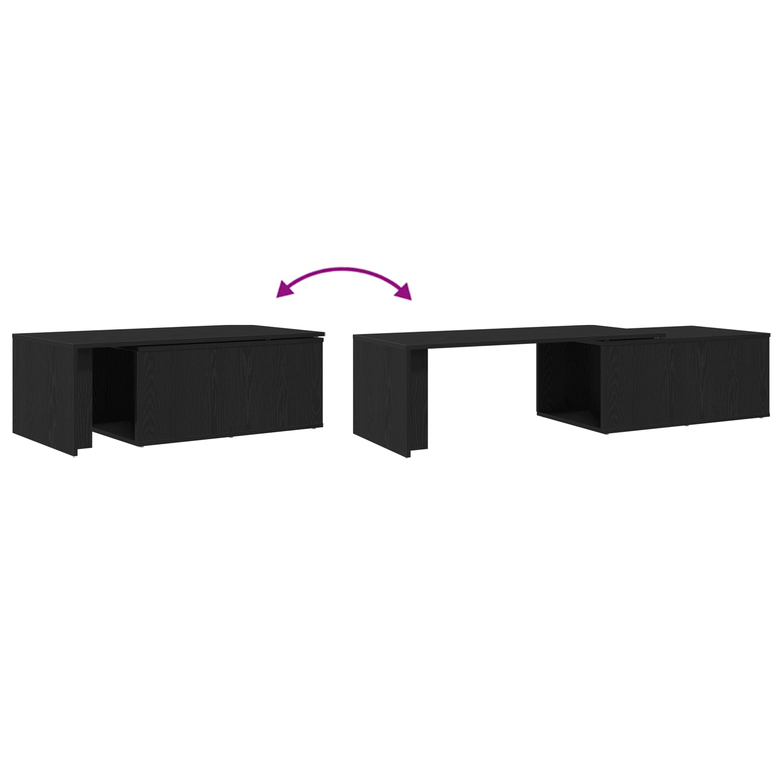 Tavolino da caffè  Nero Rovere 150x50x35 cm in Legno Ingegnerizzato