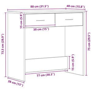 Scrivania  Nera Rovere 80x40x75 cm in Legno Ingegnerizzato