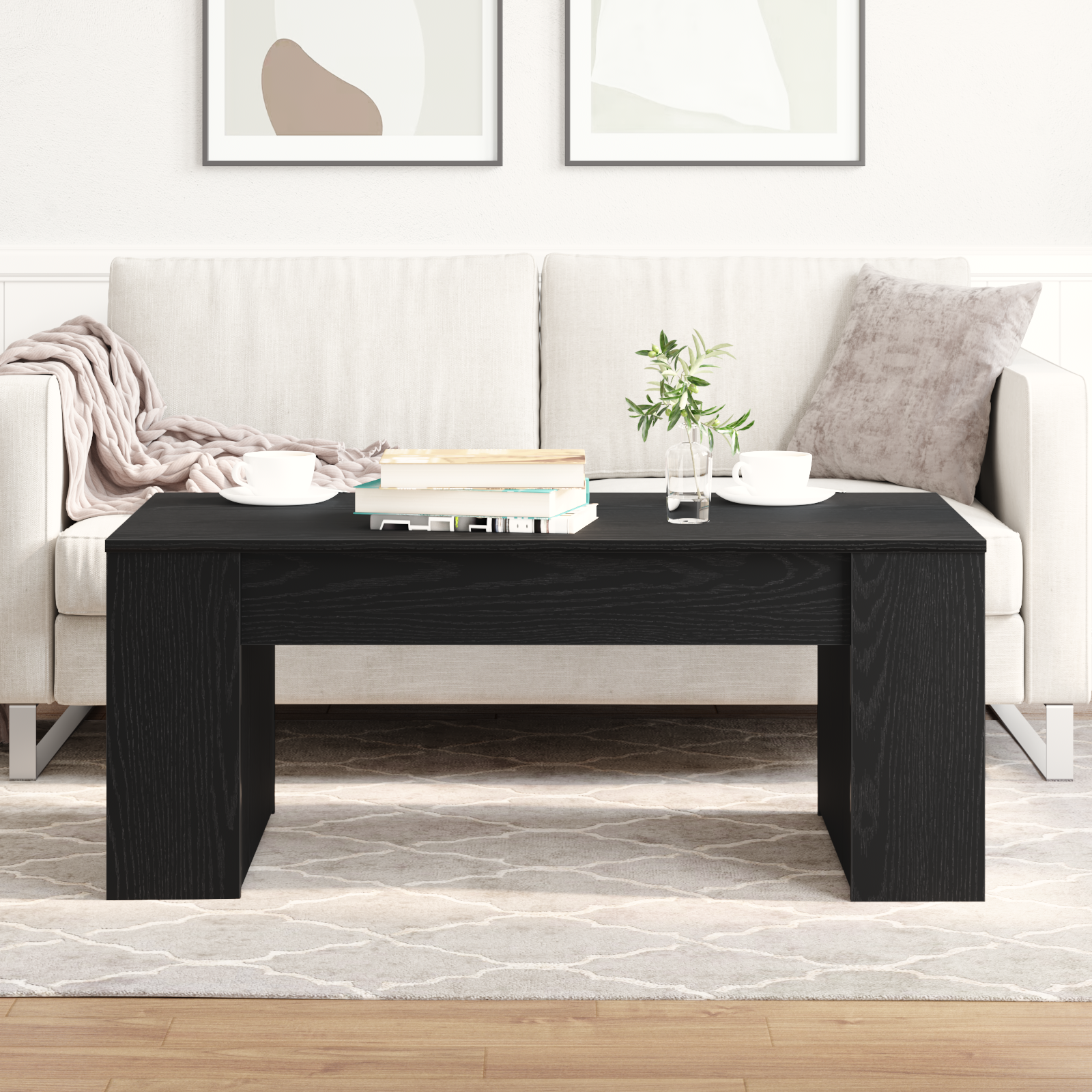 Tavolino da caffè in rovere nero 102x55x42 cm Legno ingegnerizzato
