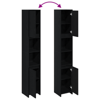 Mobile da bagno  Nero Rovere 30x30x183,5 cm Legno ingegnerizzato