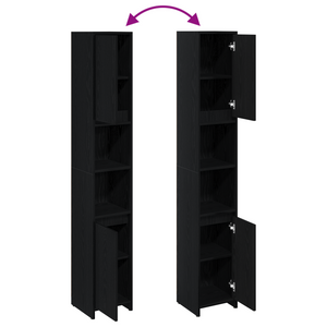 Mobile da bagno  Nero Rovere 30x30x183,5 cm Legno ingegnerizzato