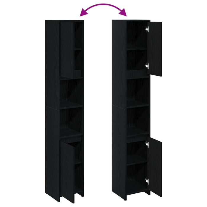 Mobile da bagno  Nero Rovere 30x30x183,5 cm Legno ingegnerizzato