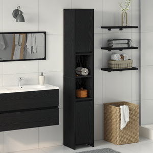 Mobile da bagno  Nero Rovere 30x30x183,5 cm Legno ingegnerizzato