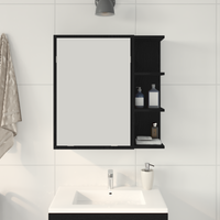 Armadio Specchio per il Bagno  Nero Rovere 62,5x20,5x64cm in Legno Ingegnerizzato