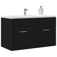 Mobile Lavabo Bagno  Rovere Nero 80x38,5x46 cm Legno Ingegnerizzato