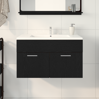 Mobile bagno  Nero Rovere 90x38,5x46 cm Legno ingegnerizzato