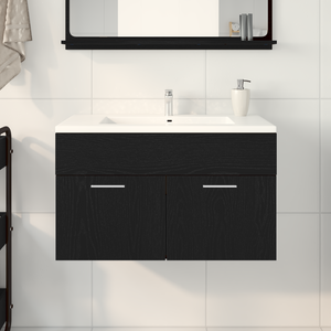 Mobile bagno  Nero Rovere 90x38,5x46 cm Legno ingegnerizzato