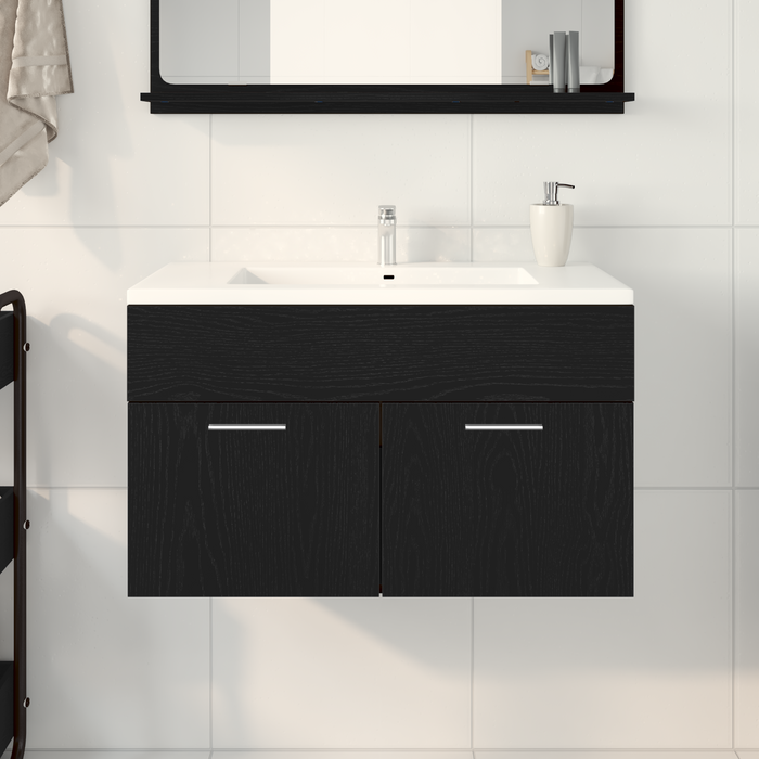 Mobile bagno  Nero Rovere 90x38,5x46 cm Legno ingegnerizzato