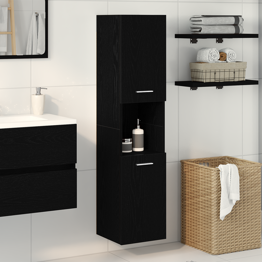 Armadio da bagno  in rovere nero 30x30x130 cm in legno ingegnerizzato