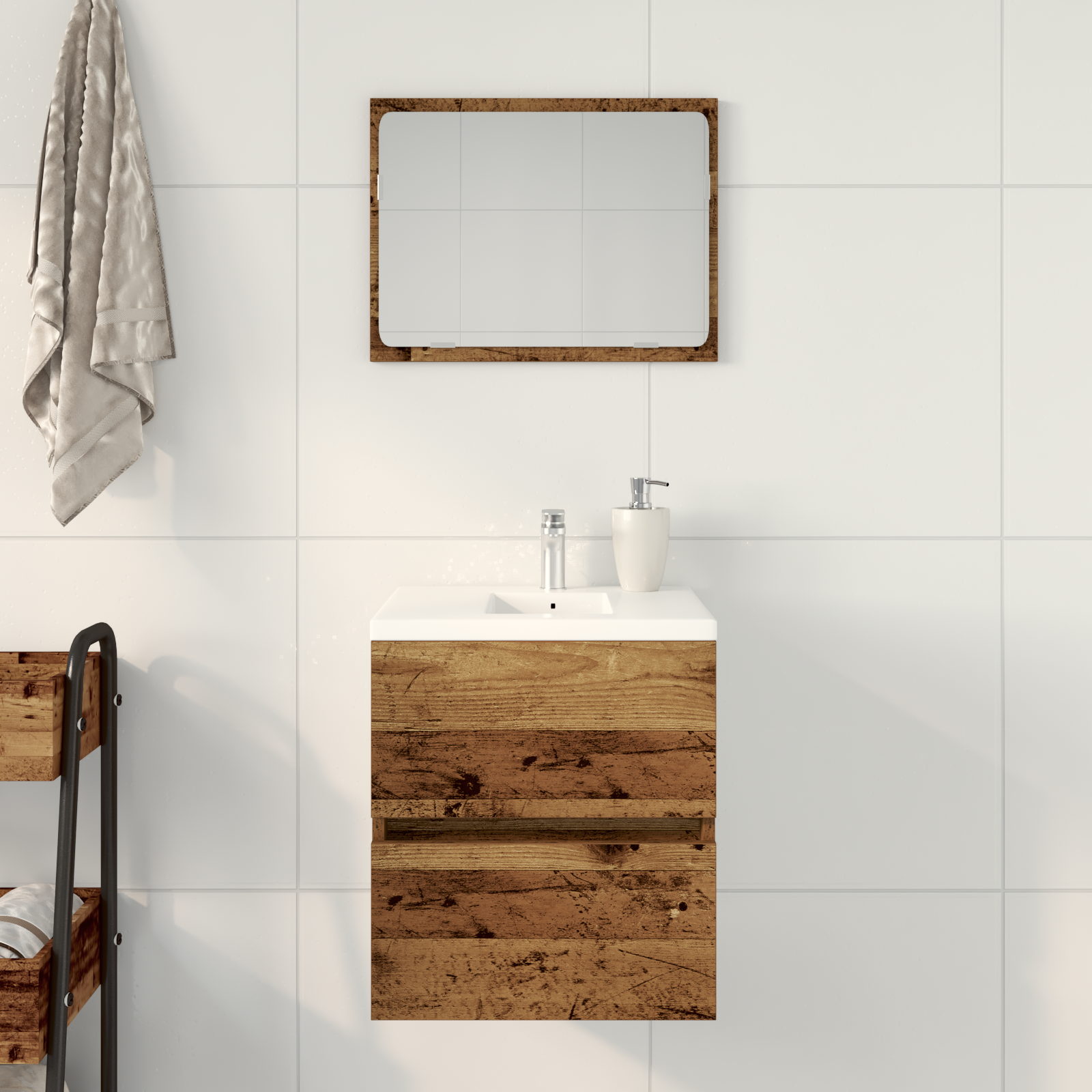 Mobile Lavabo da Bagno Legno Antico 41x38,5x45 cm in Truciolato