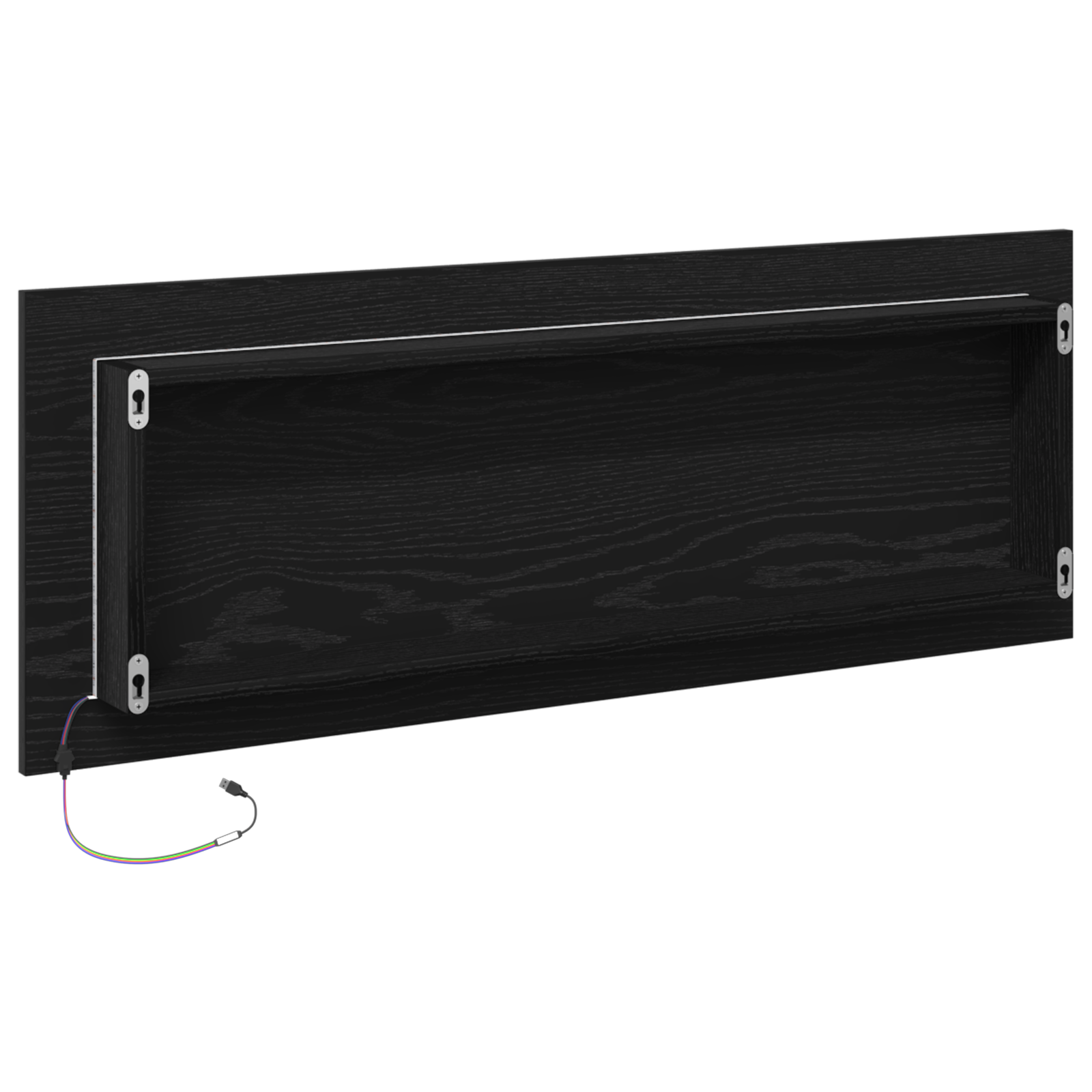 Specchio da bagno LED  Nero Rovere 100x8,5x37 cm in legno ingegnerizzato