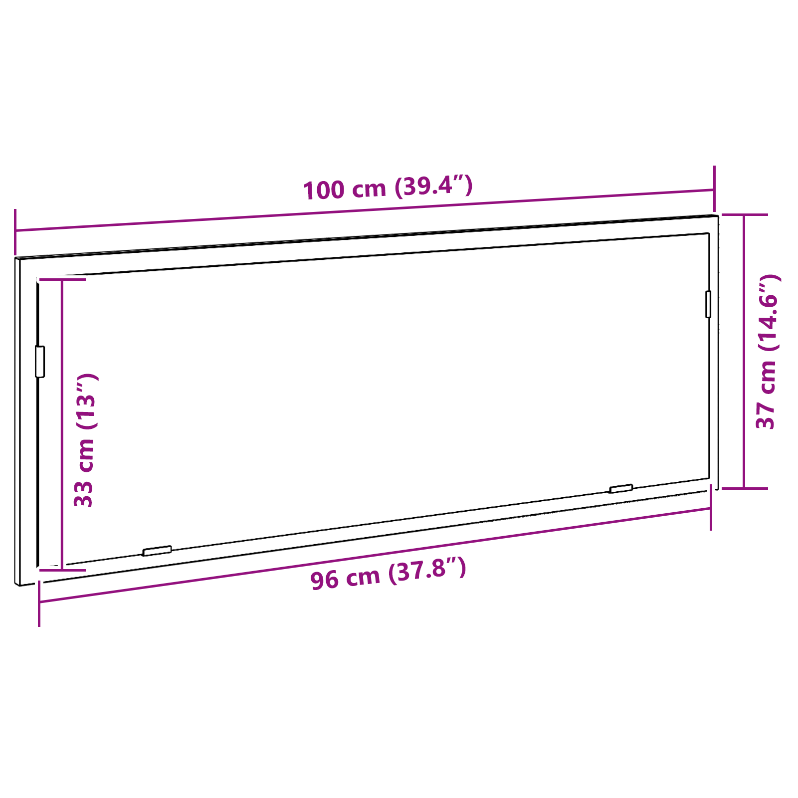 Specchio da bagno LED  Nero Rovere 100x8,5x37 cm in legno ingegnerizzato