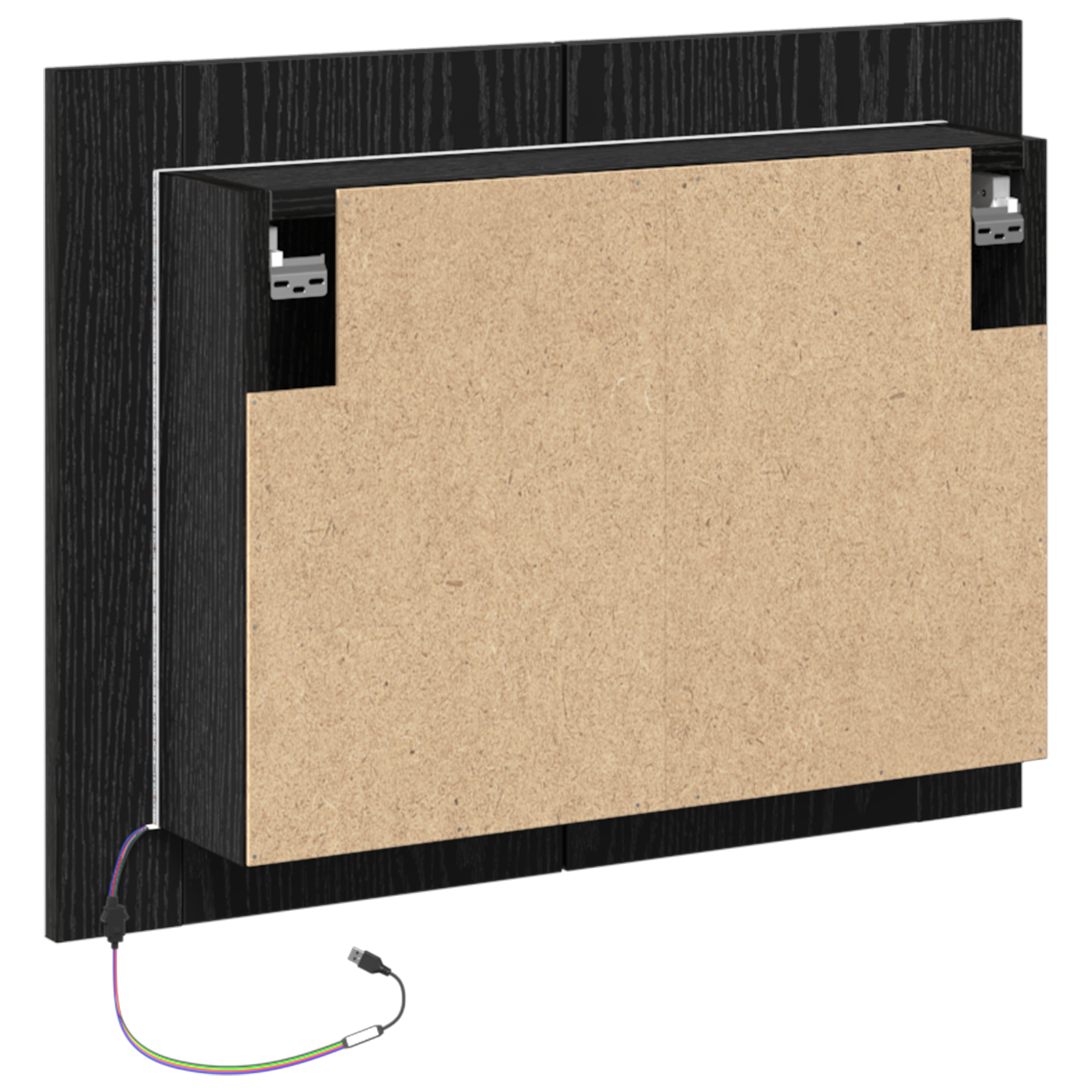 Armadio da bagno LED  Nero Rovere 60x12x45 cm in legno ingegnerizzato