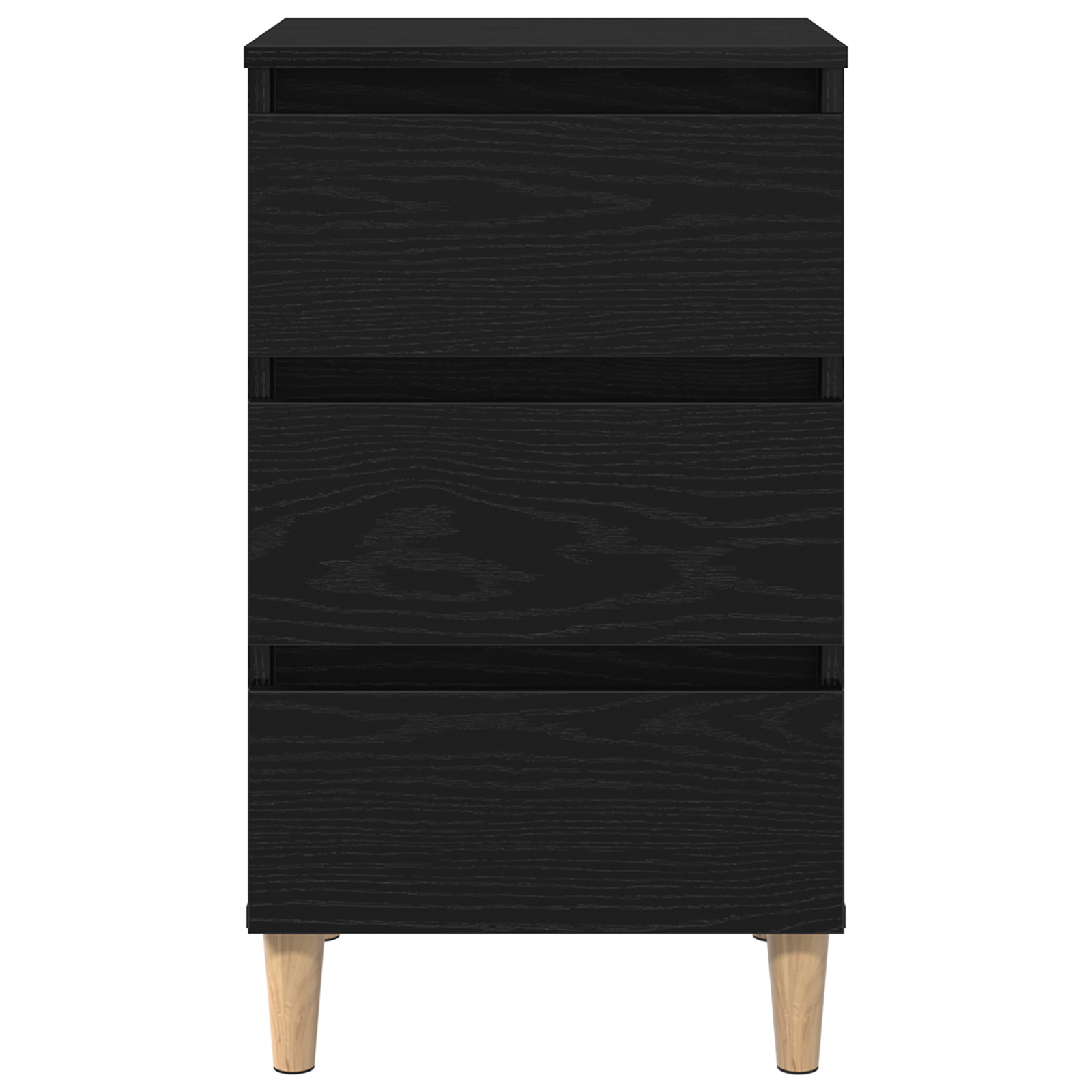 Comodino con gamba in legno Nero Rovere 40x35x69 cm