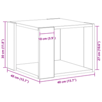 Tavolino da caffè Nero in rovere 40x40x30 cm in legno ingegnerizzato