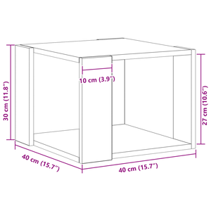 Tavolino da caffè Nero in rovere 40x40x30 cm in legno ingegnerizzato
