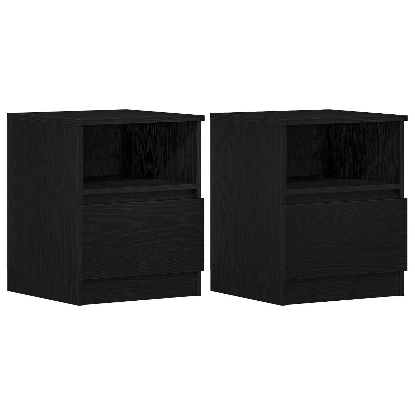 Comò da letto 2 pezzi Nero e Rovere 40x40x50 cm in legno ingegnerizzato