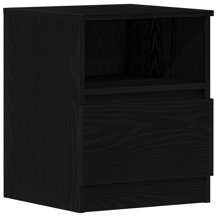 Comò da letto 2 pezzi Nero e Rovere 40x40x50 cm in legno ingegnerizzato
