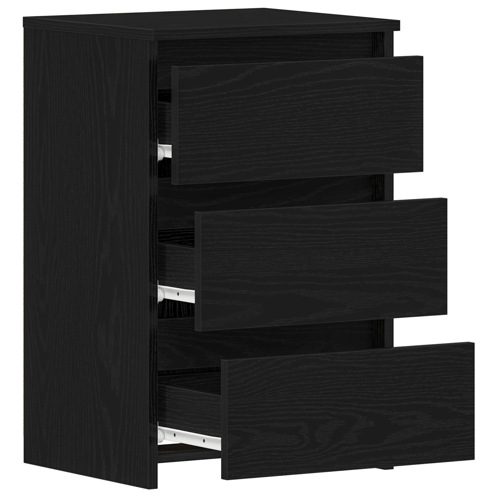 Comodino Nero Rovere  40x35x62,5 cm in Legno Ingegnerizzato
