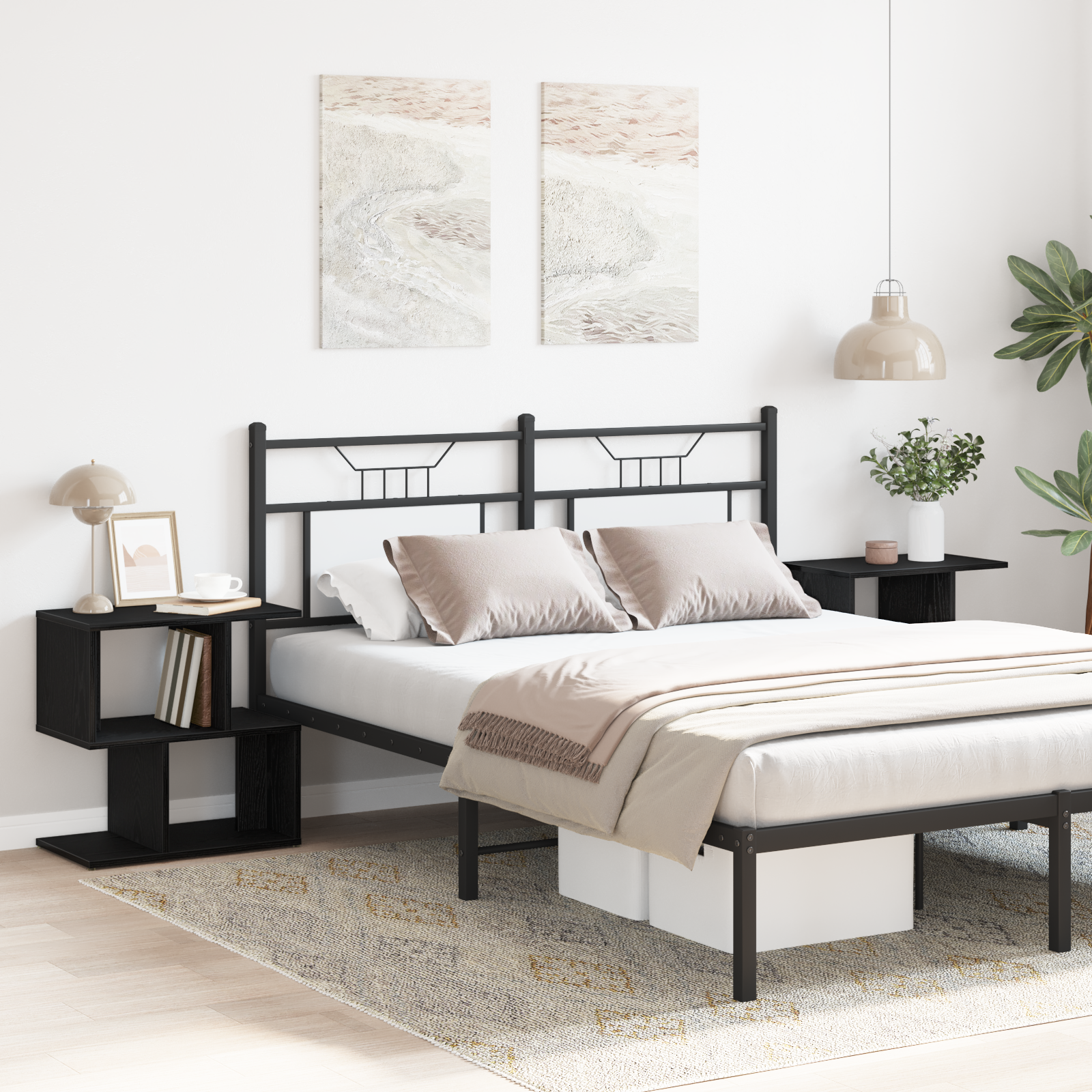 Comodino 2 pezzi Rovere Nero 50x30x51,5 cm Legno ingegnerizzato