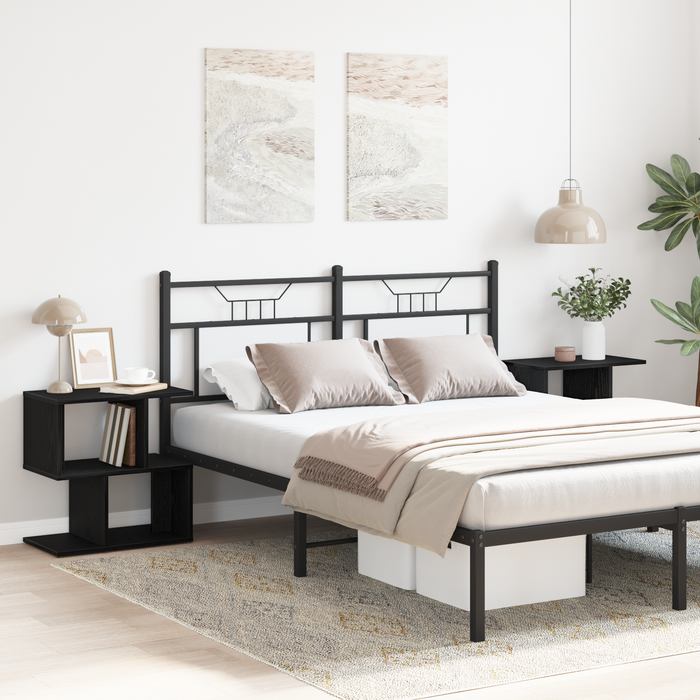 Comodino 2 pezzi Rovere Nero 50x30x51,5 cm Legno ingegnerizzato