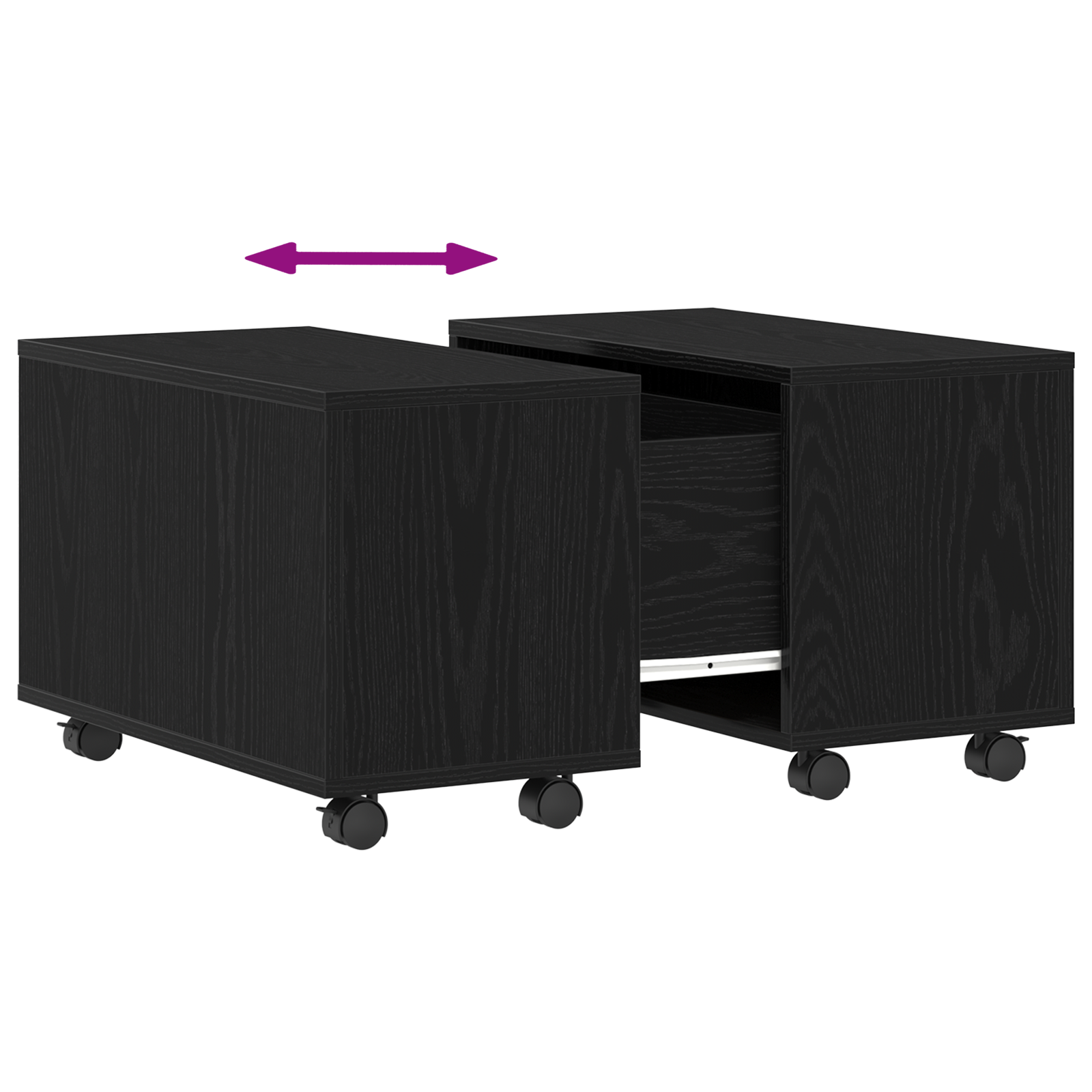 Tavolino  Nero Rovere 60x60x38 cm in legno ingegnerizzato