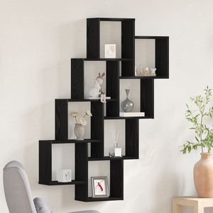 Armadio a Muro  Nero Rovere 90x15x119,5 cm in Legno Ingegnerizzato