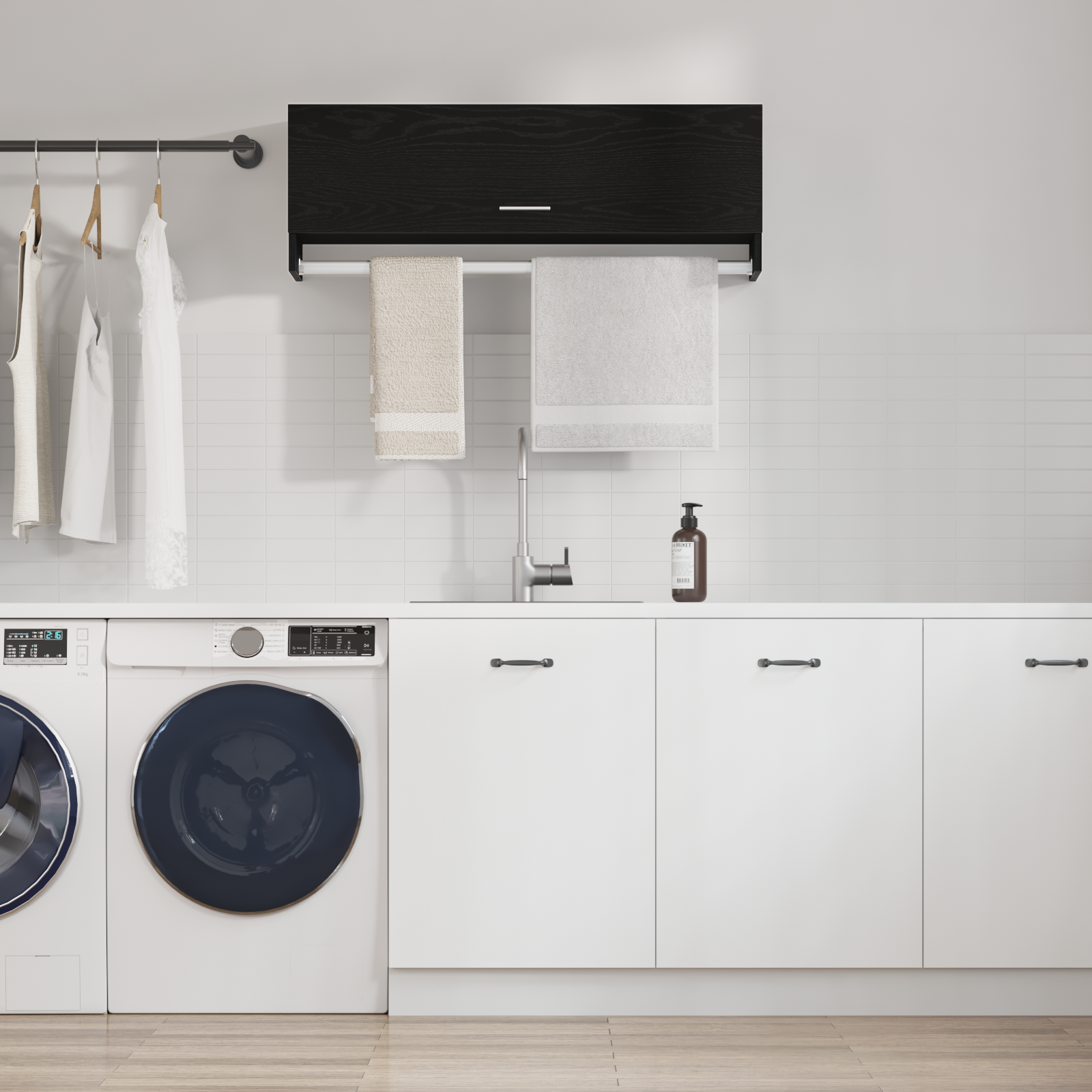 Armadio  Nero Rovere 100x32,5x35 cm in legno ingegnerizzato