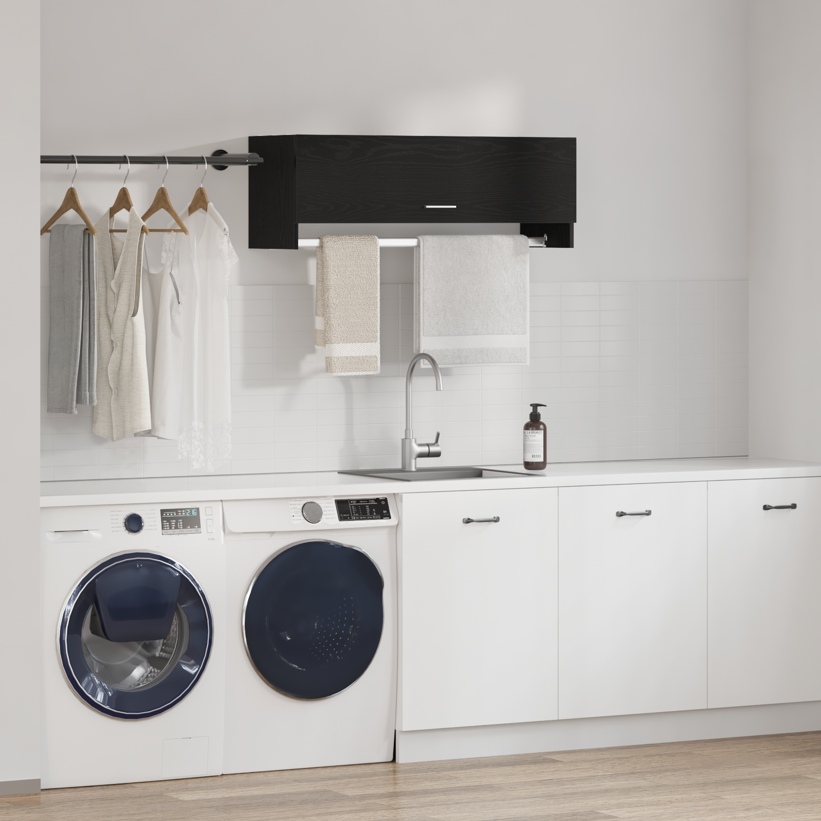 Armadio  Nero Rovere 100x32,5x35 cm in legno ingegnerizzato