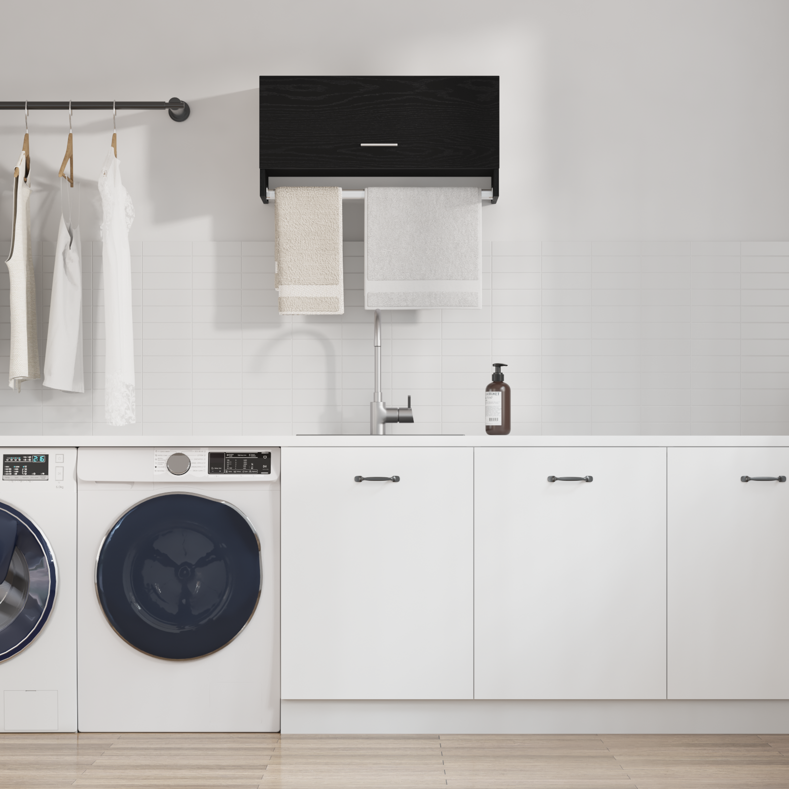 Armadio  Nero Rovere 70x32,5x35 cm in Legno Ingegnerizzato