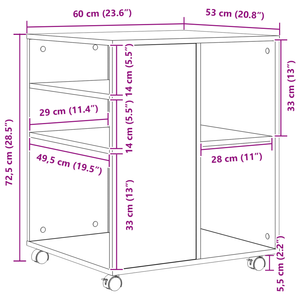 Armadio di Stoccaggio  Rovere Nero 60x53x72,5 cm Legno Ingegnerizzato
