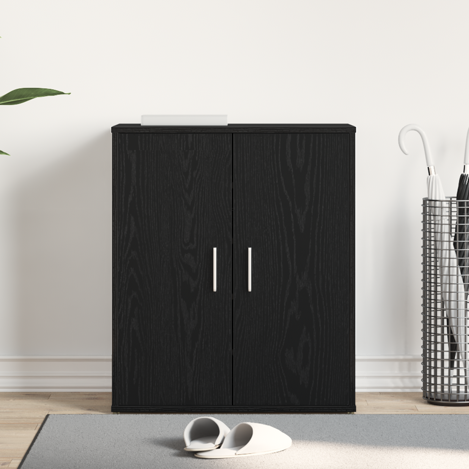 Armadio per scarpe  Nero Rovere 60x35x70 cm in legno ingegnerizzato
