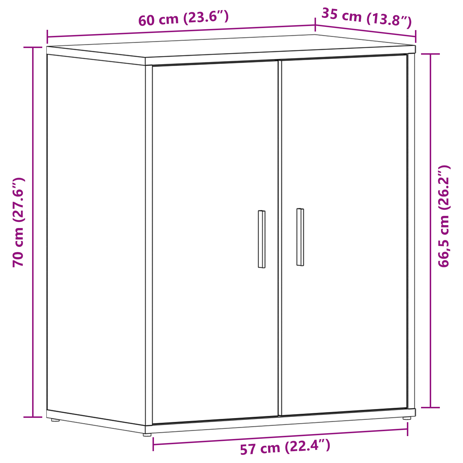 Armadio per scarpe  Nero Rovere 60x35x70 cm in legno ingegnerizzato