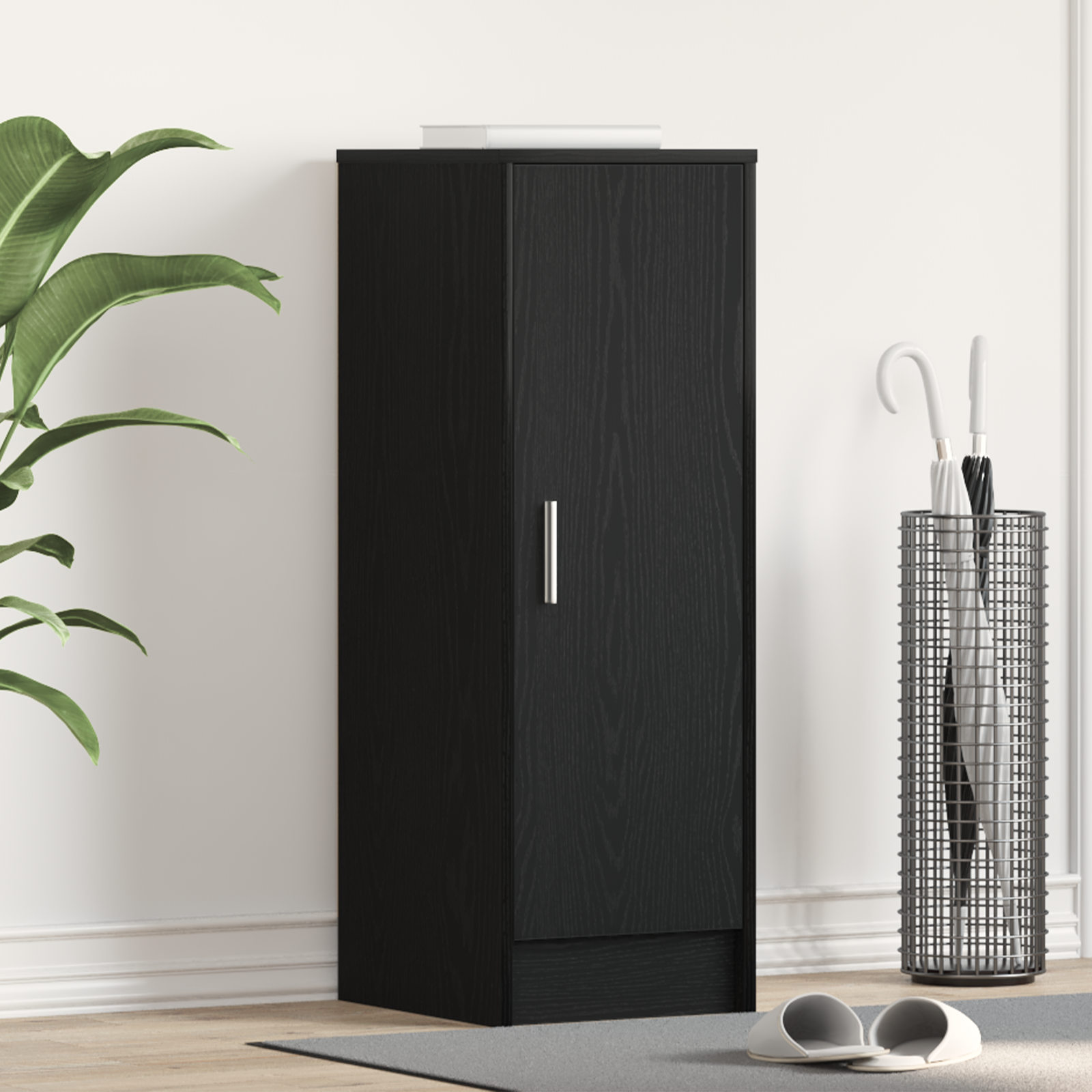 Armadio per scarpe  Nero Rovere 32x35x92 cm in legno ingegnerizzato