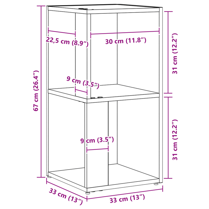 Armadio Angolare  Nero Rovere 33x33x67 cm Legno ingegnerizzato