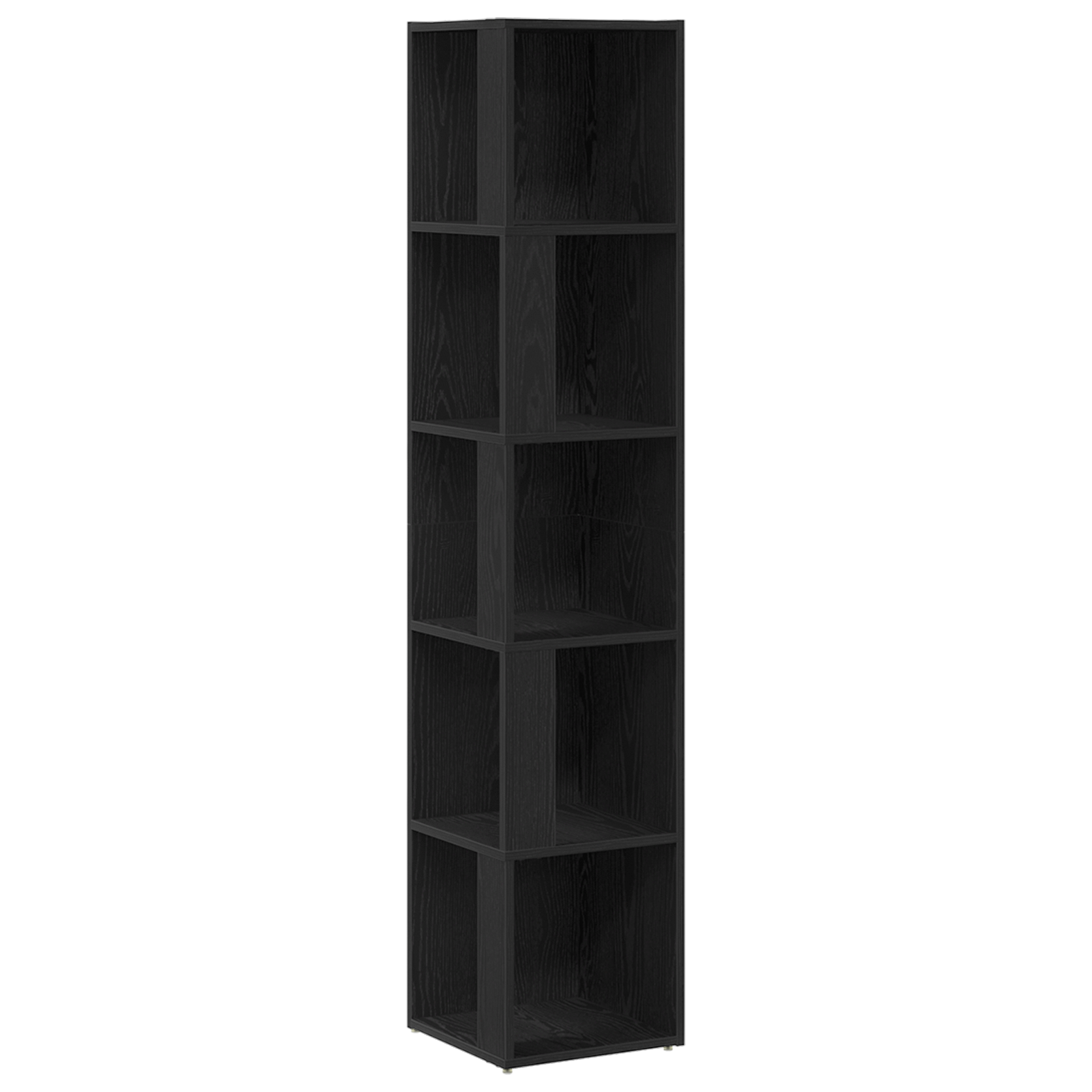 Armadio Angolare  Nero Quercia 33x33x164,5 cm in Legno Ingegnerizzato