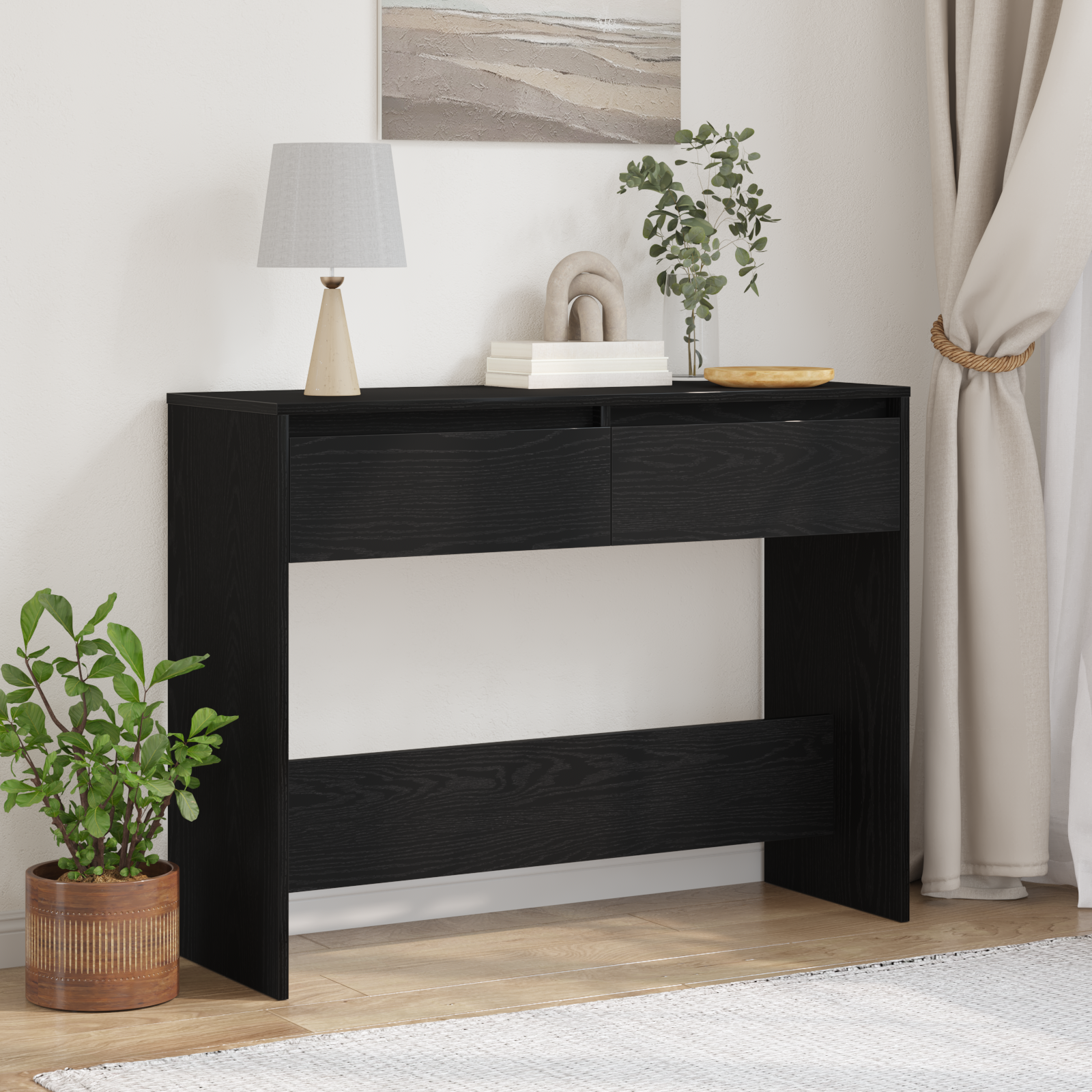 Tavolo Consolle in Rovere Nero - 100x35x76.5 cm - Legno ingegnerizzato