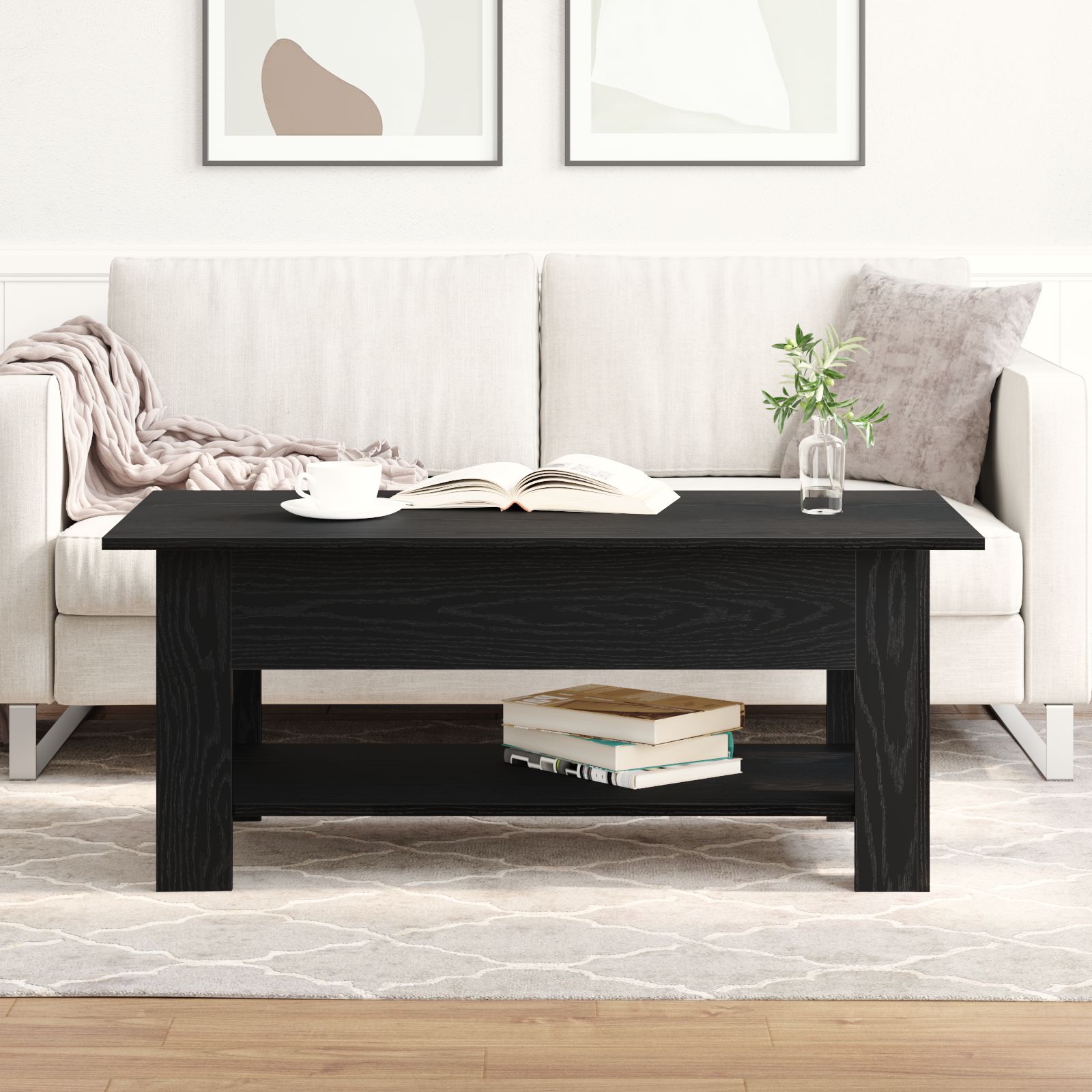 Tavolino da caffè vMix in Nero Rovere 102x55x42 cm in Legno Ingenerizzato