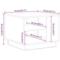 Tavolino da caffè in rovere nero 55x55x42 cm realizzato in legno ingegnerizzato