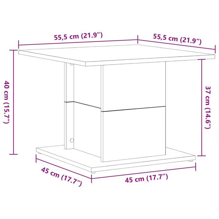 Tavolino da caffè Rovere nero 55,5x55,5x40 cm Legno ingegnerizzato