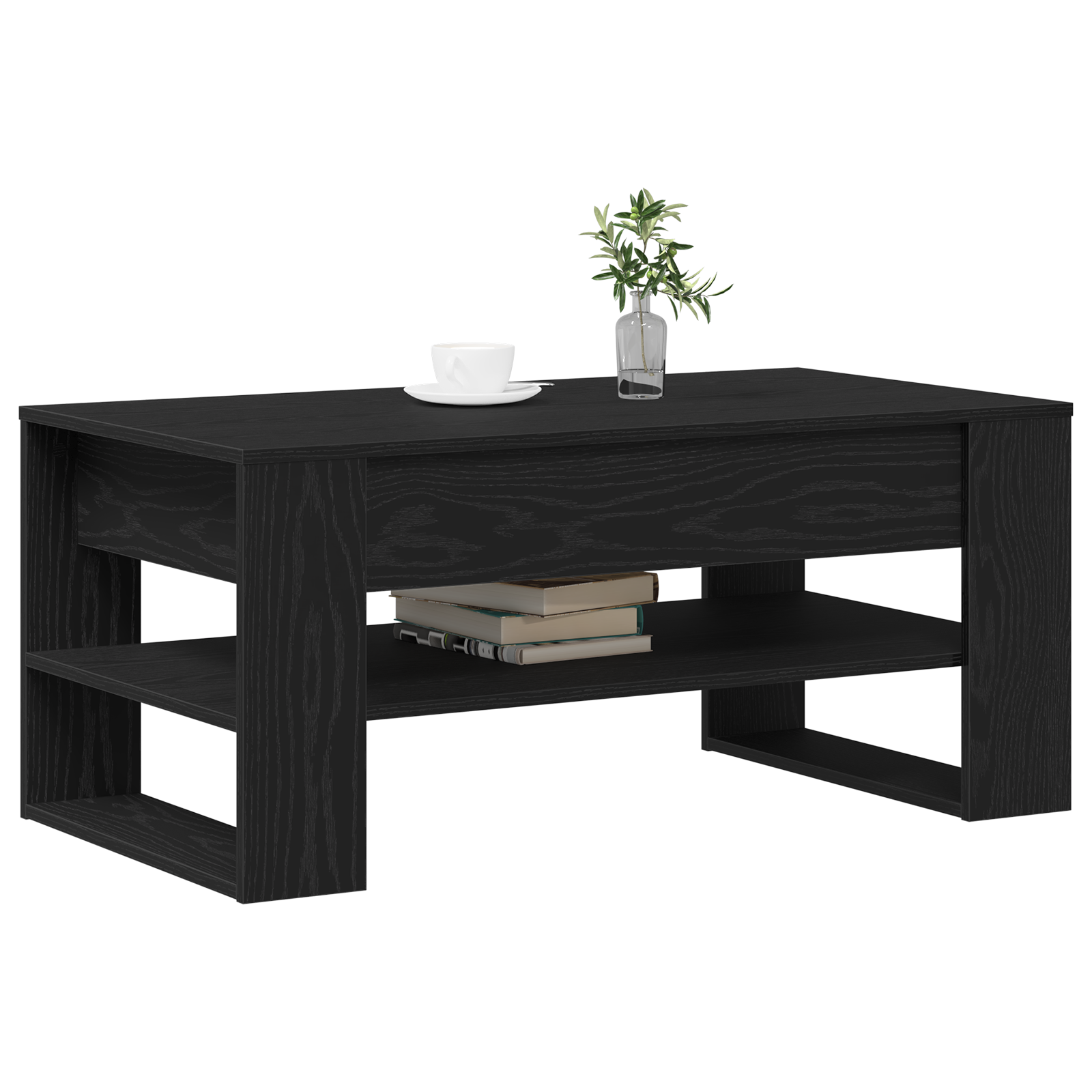 Tavolino da caffè in rovere nero 102x55x45 cm in legno ingegnerizzato
